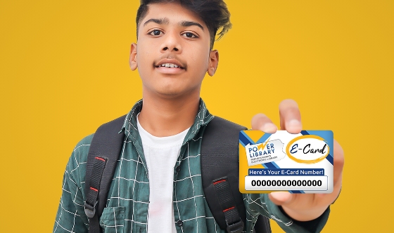 Kid holding an e-card